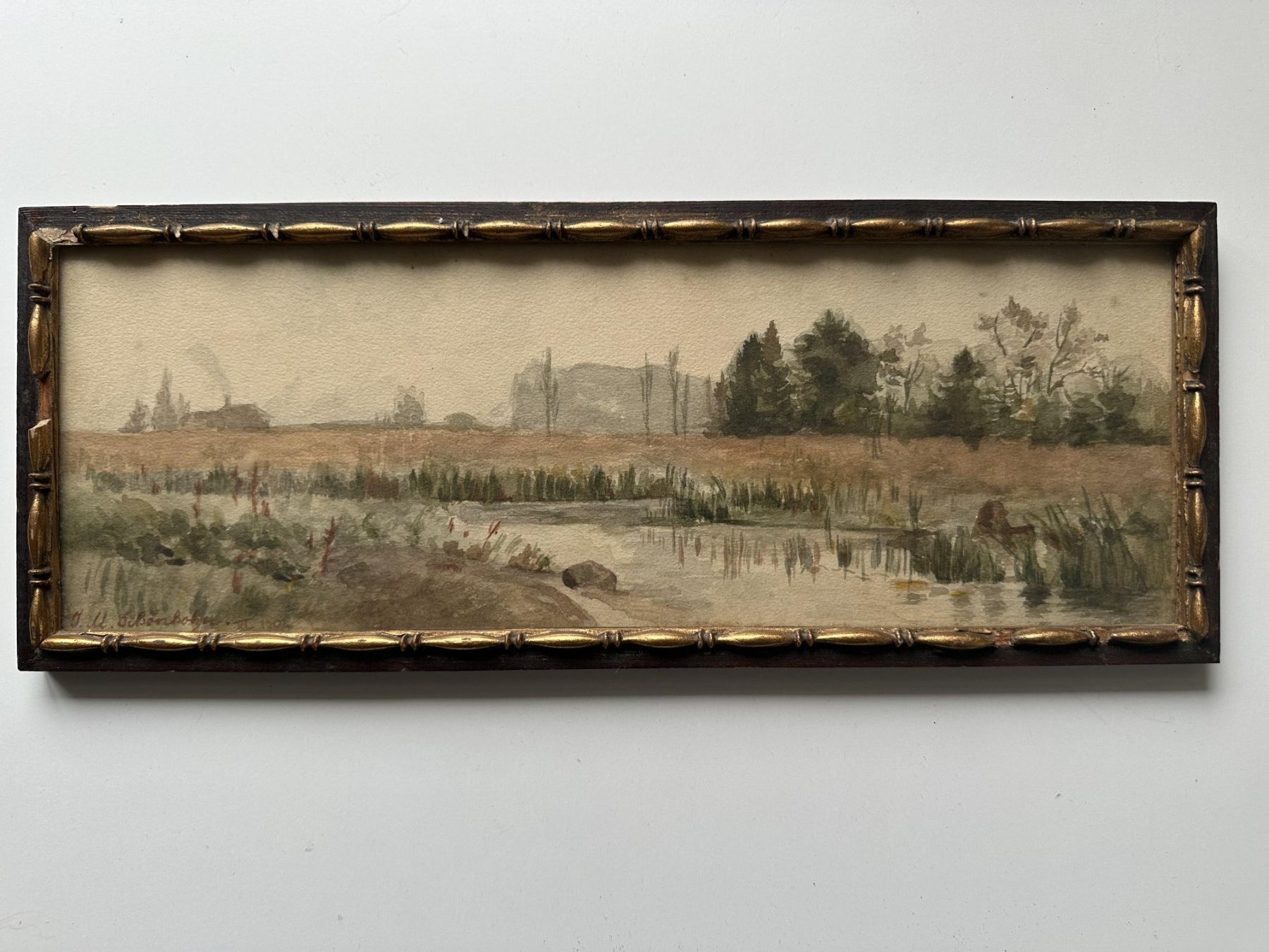 Dipinti: Flusslandschaft - Aquarell - J.M. Schönholzer - XI 1904 – Usato da Basel venduto da talktom