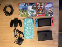 Nintendo Switch mit Zubehör und 5 Spiele