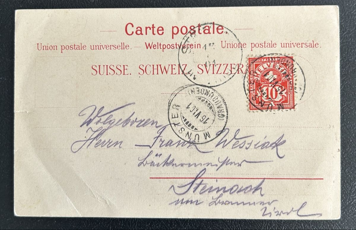 Cartoline postali: Gruss aus Münster GR Litho  – Usato da Horw venduto da Tellbub 1