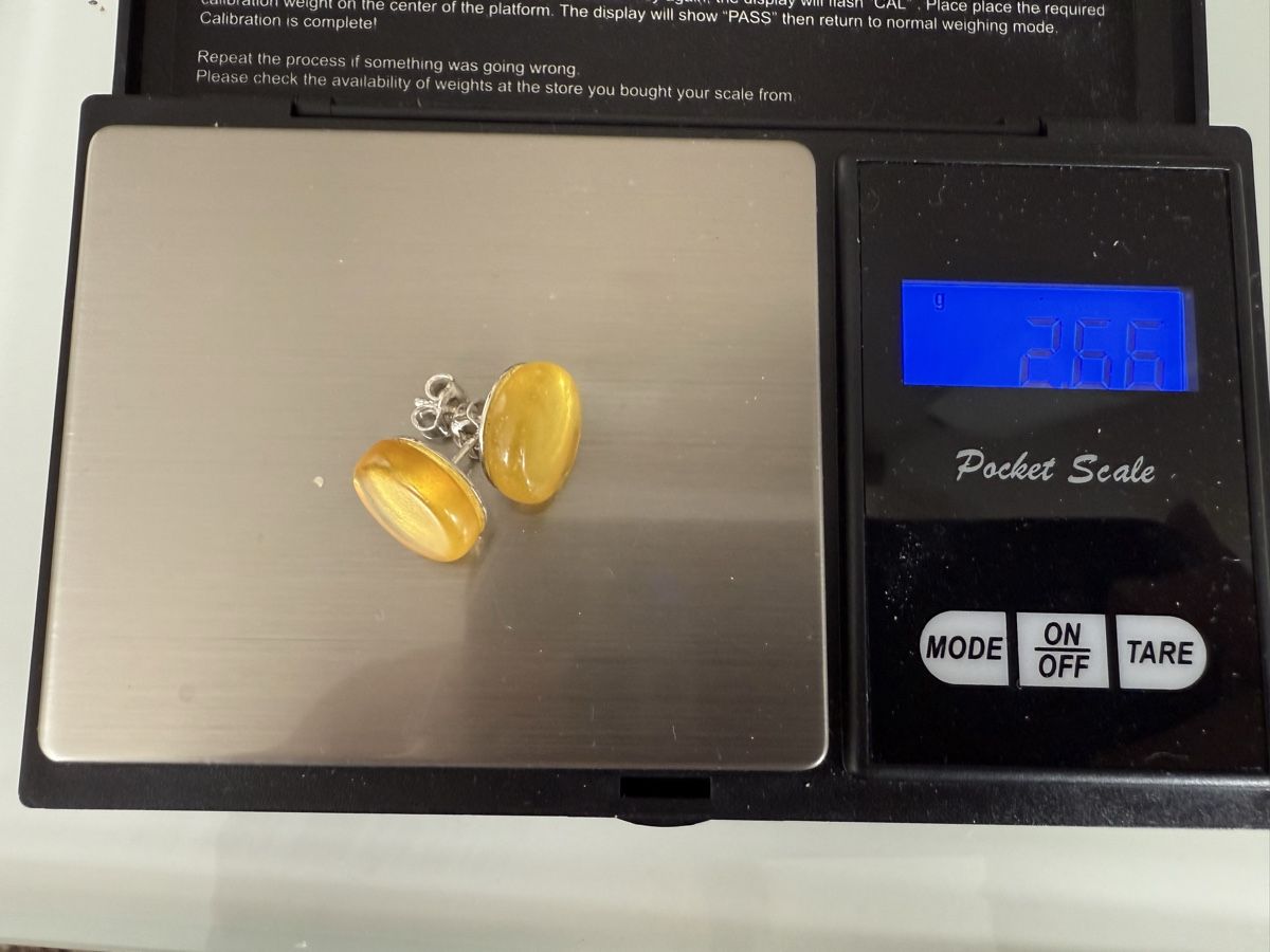 Orecchini pendenti & Orecchini a lobo: Ohrstecker Bernsteinen in Silber, 1,2 cm Durchmesser – Nuovo e nell'imballaggio originale da Ebikon venduto da Leonidas2 3