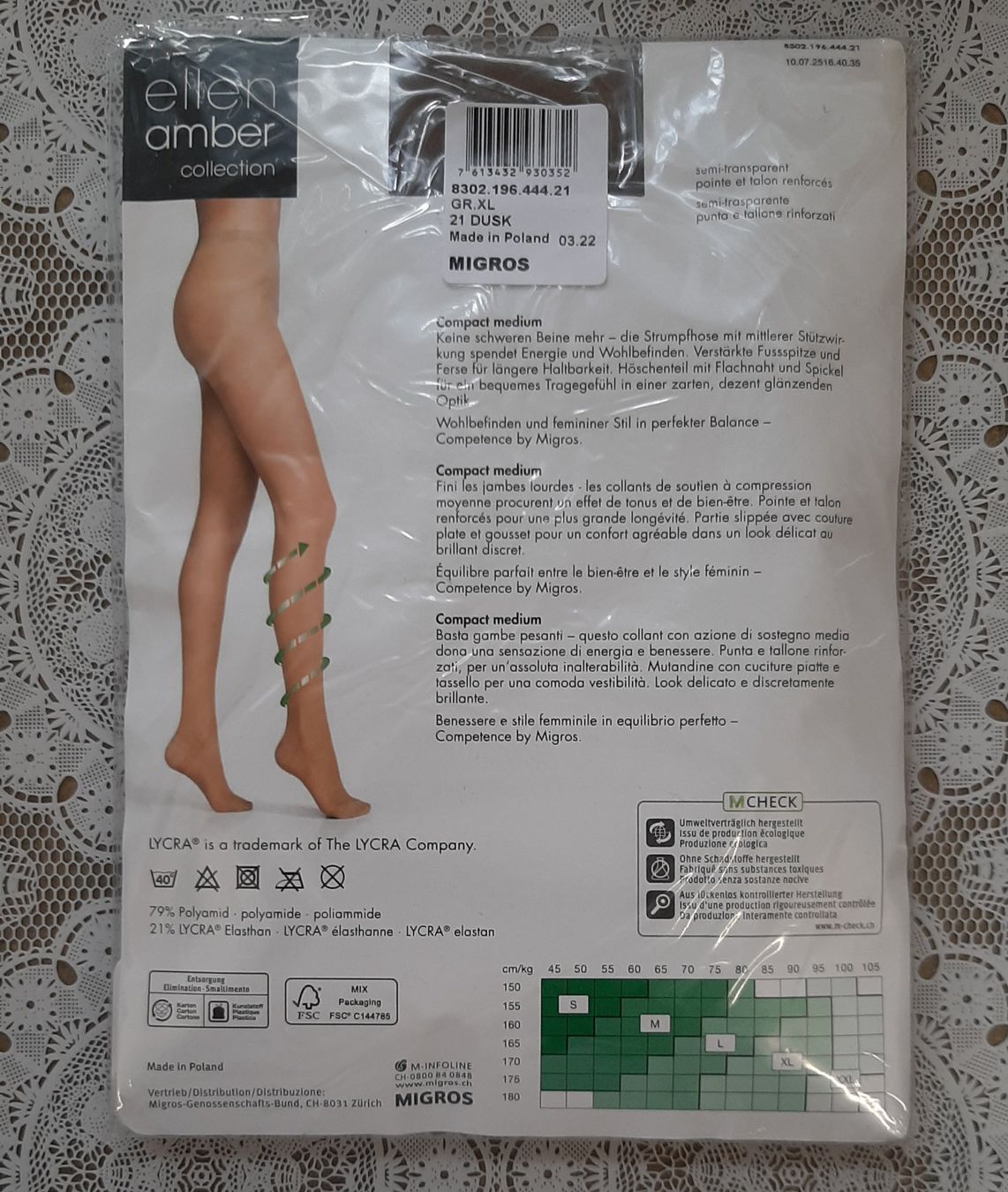 Ellen Amber Calze & Collant: Ellen Amber Compact Medium Strumpfhose 40den Gr.XL Dusk – Nuovo e nell'imballaggio originale da Amriswil venduto da Celini3 1