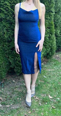Chic Abito da cocktail in tessuto con Lurex-tg M/L-nuovo