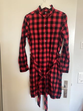 GAP Karo Hemdblusenkleid rot schwarz Gr. M