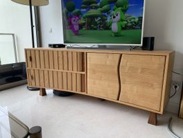 Solid Wood TV Stand - Modern Design, Excellent Condition