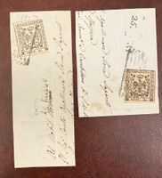 Modena 1852 Poste Estensi 25 Cent. auf Brief – 2 Fragmente