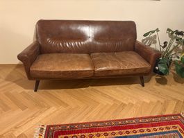 Ledersofa braun Vintage Stil 2-Sitzer
