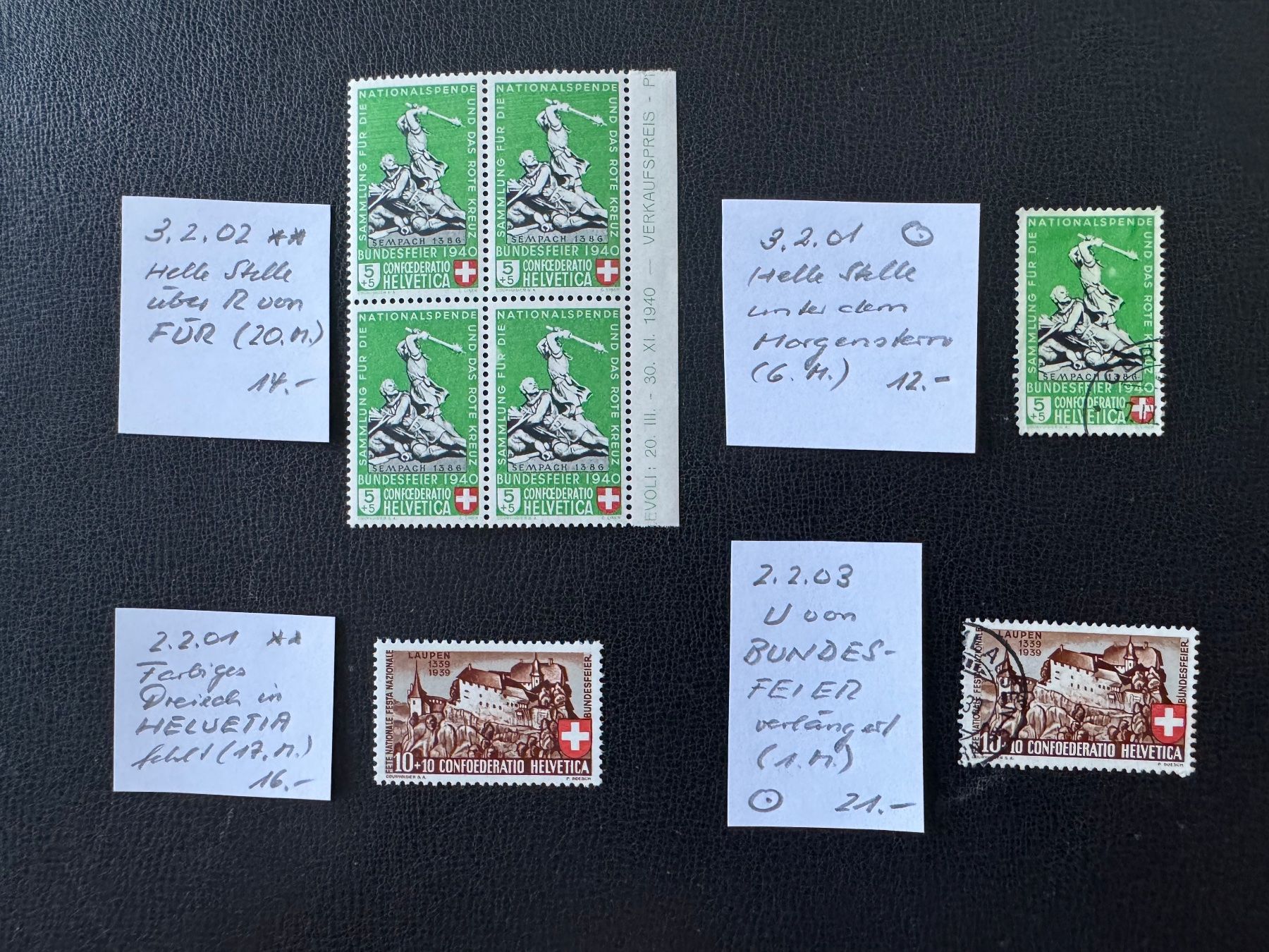 Alle Briefmarken: Pro Patria, 4 ABARTEN, postfrisch/gestempelt – Gebraucht aus Stallikon von HILDECH1