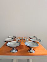 6er Set Vintage Edelstahl Glacebecher / Eisbecher