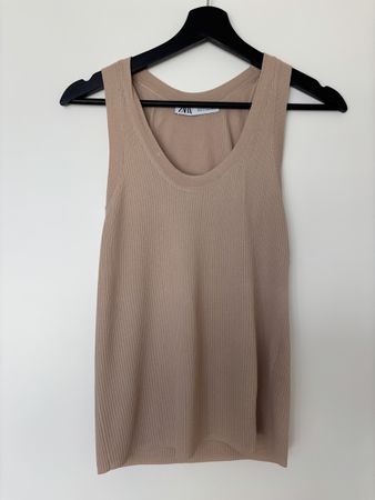 ZARA Ribbed Tank Top Beige Size S good condition