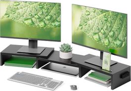 Monitorständer Holz Dual Monitor Erhöhung verstellbar
