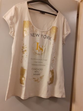 Damen T-Shirt Weiss New York Print Grösse 46