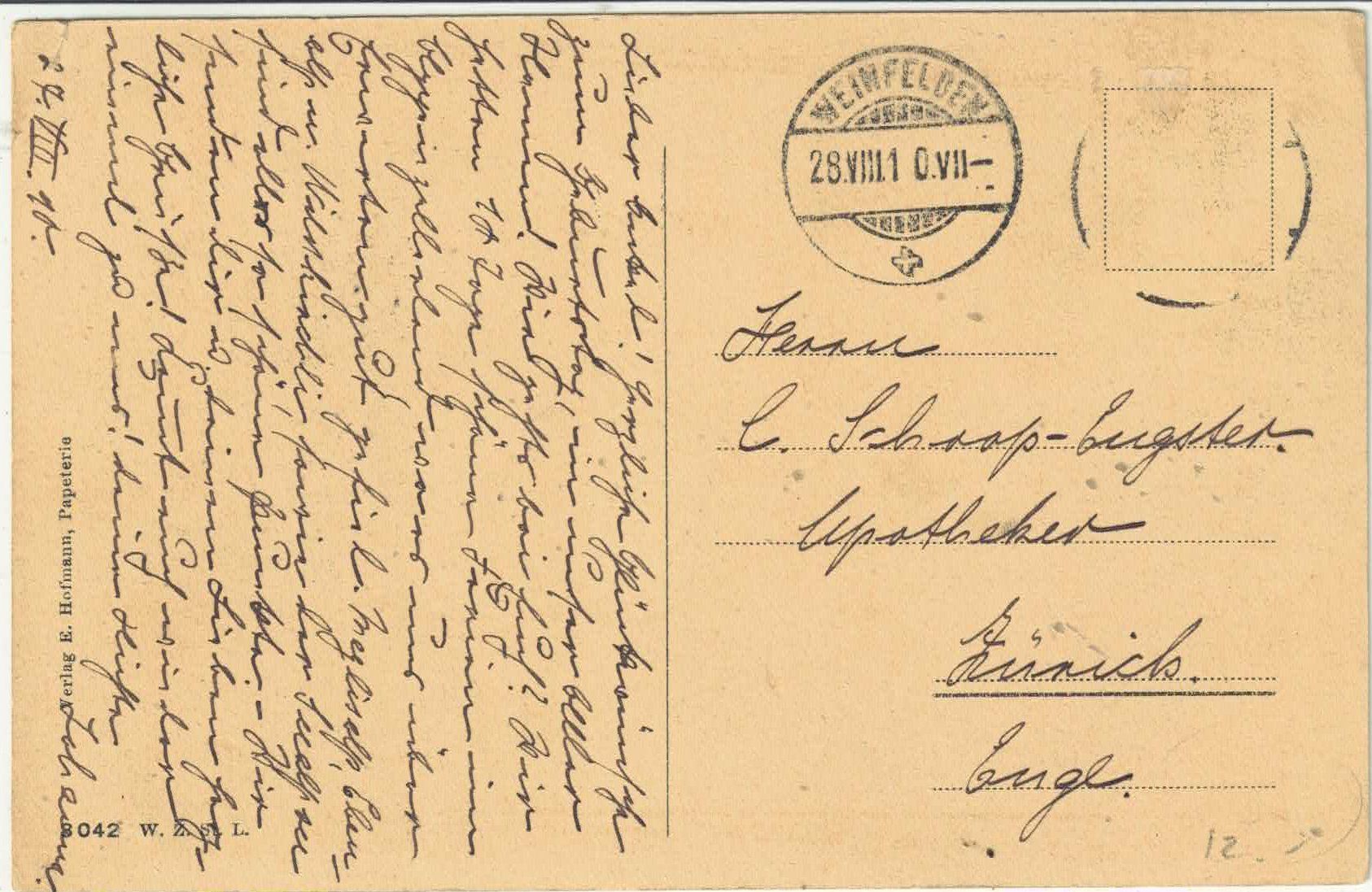 Cartoline postali: Weinfelden - Schloss – Usato da Ettingen venduto da Kartenplanet 1