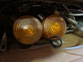 2 Motorrad Blinker rund gelb Chrom gebraucht guter Zustand