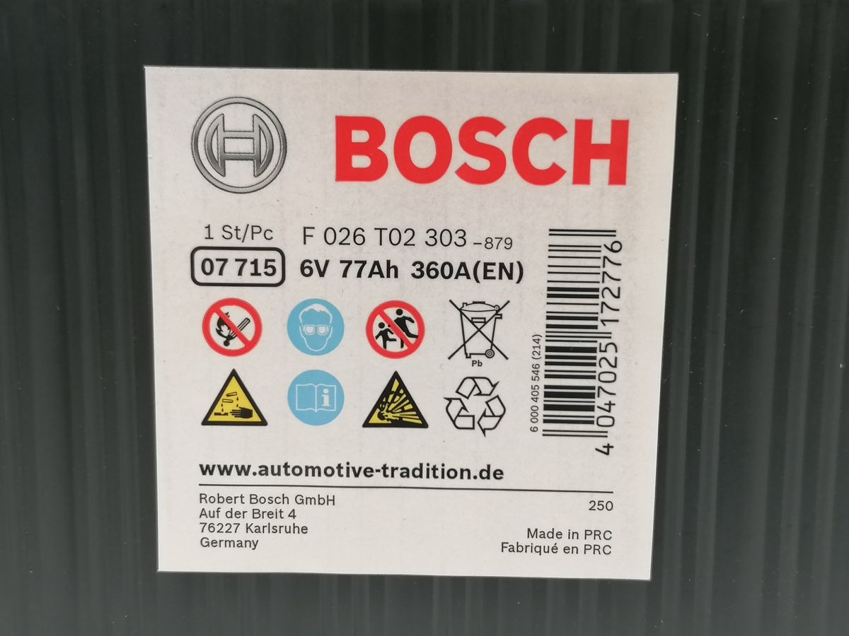 Bosch Batterie: Bosch 6 V Oldtimer Batterie 77 Ah 360 A – Nuovo e nell'imballaggio originale da Winterthur venduto da pat_vlh8 4
