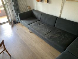 Ecksofa grau Stoffgebraucht mit Flecken