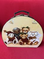 Teddykoffer mit Teddy Familie Motiv, Vintage Stil!