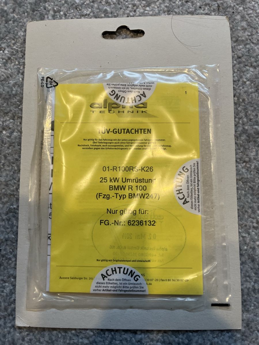 Drosselkit Drossel BMW R100 25 kW Umrüstung alpha Technik (Neu (gemäss ...