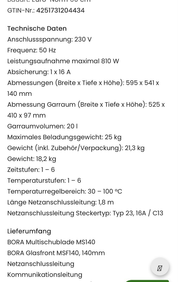 Küchengeräte: BORA Schubladen Set MS140 und MSF140 140mm – Neu und originalverpackt aus Arbon von fis_b6mb 2