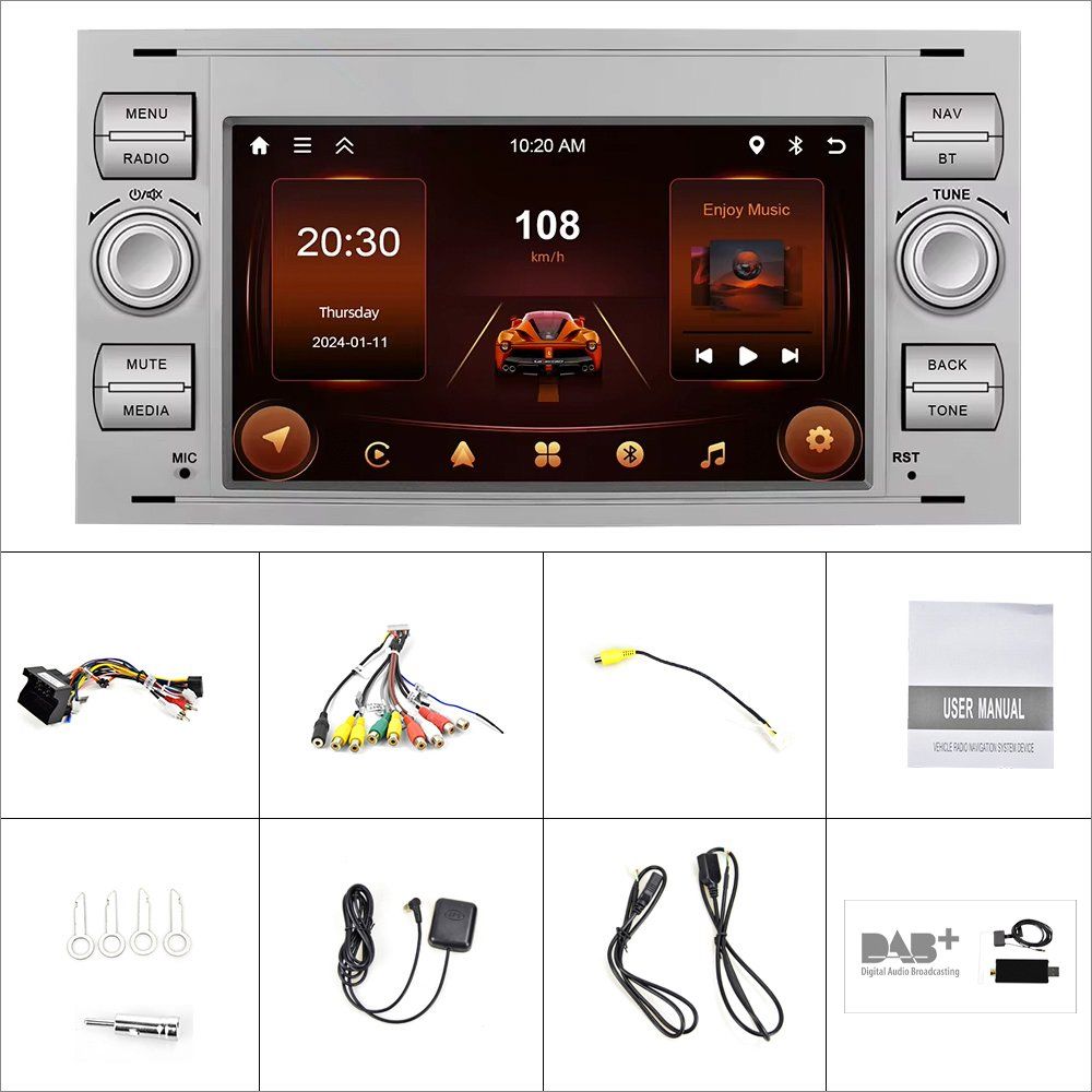 Navigationsgeräte: DAB+ Autoradio Ford Transit Kuga Fusion Android Carplay – Neu und originalverpackt aus Chiasso von online.shop 8