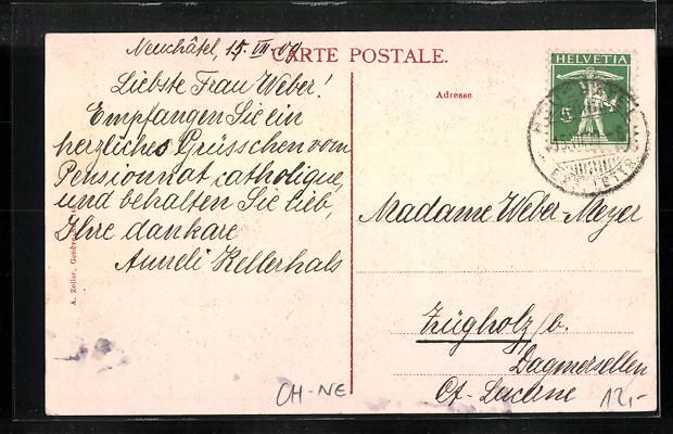 Cartes postales: AK Neuchatel, Pensionnat Catholique – D'occasion à Berlin par bartko-reher 1