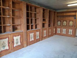 RARE meuble bibliothèque murale sur buffet peint à la main 