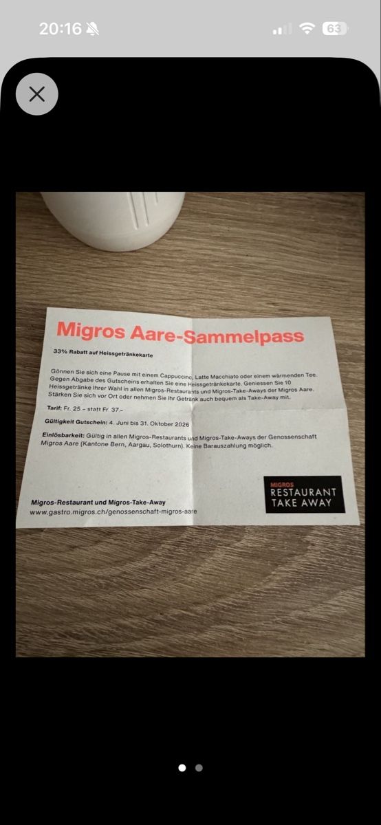 Migros Raccolte di bollini & punti: Migros Take a way – Nuovo e nell'imballaggio originale da Moosseedorf venduto da gunman82