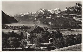 Alte Ansichtskarte Ferienheim Bally, Brunnnen, 1939! Selten