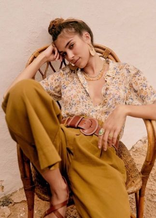 Sezane Claudio Bluse Blumenmuster Crêpe Grösse 40 neuwertig