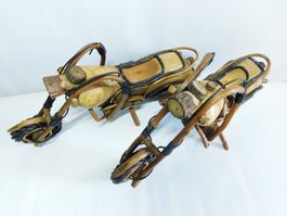 2x Töff Motorrad Holz Deko Figuren handgemacht Kunst 1980er