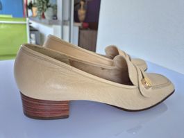 BALLY SPORTY Loafer Gr.41 Beige Echtleder Damen Sohle 26.5cm