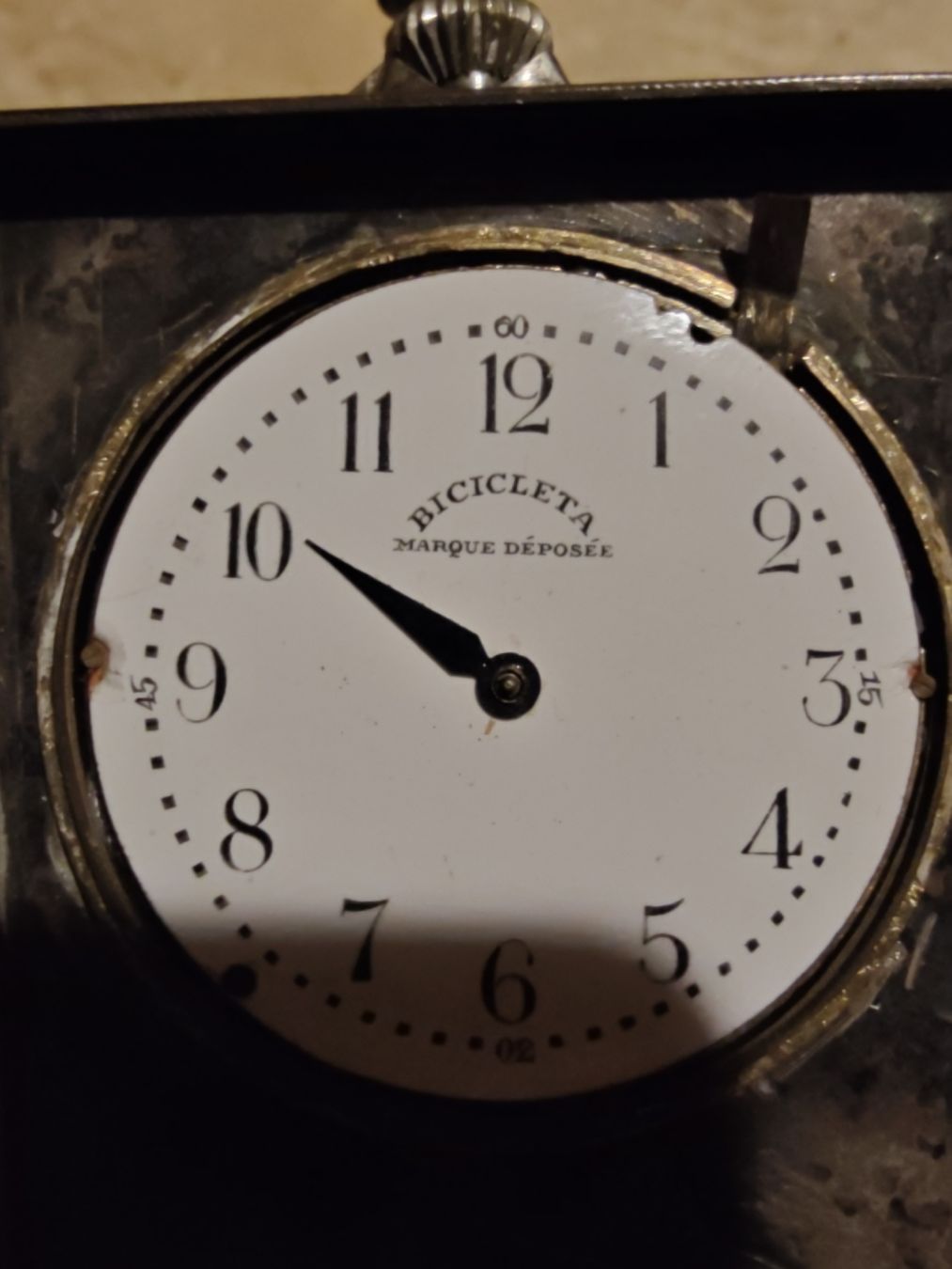 Ancienne Pendule De Table Suisse - Boîtier Argent 925, Mouvement à Remontage Manuel - Occasion