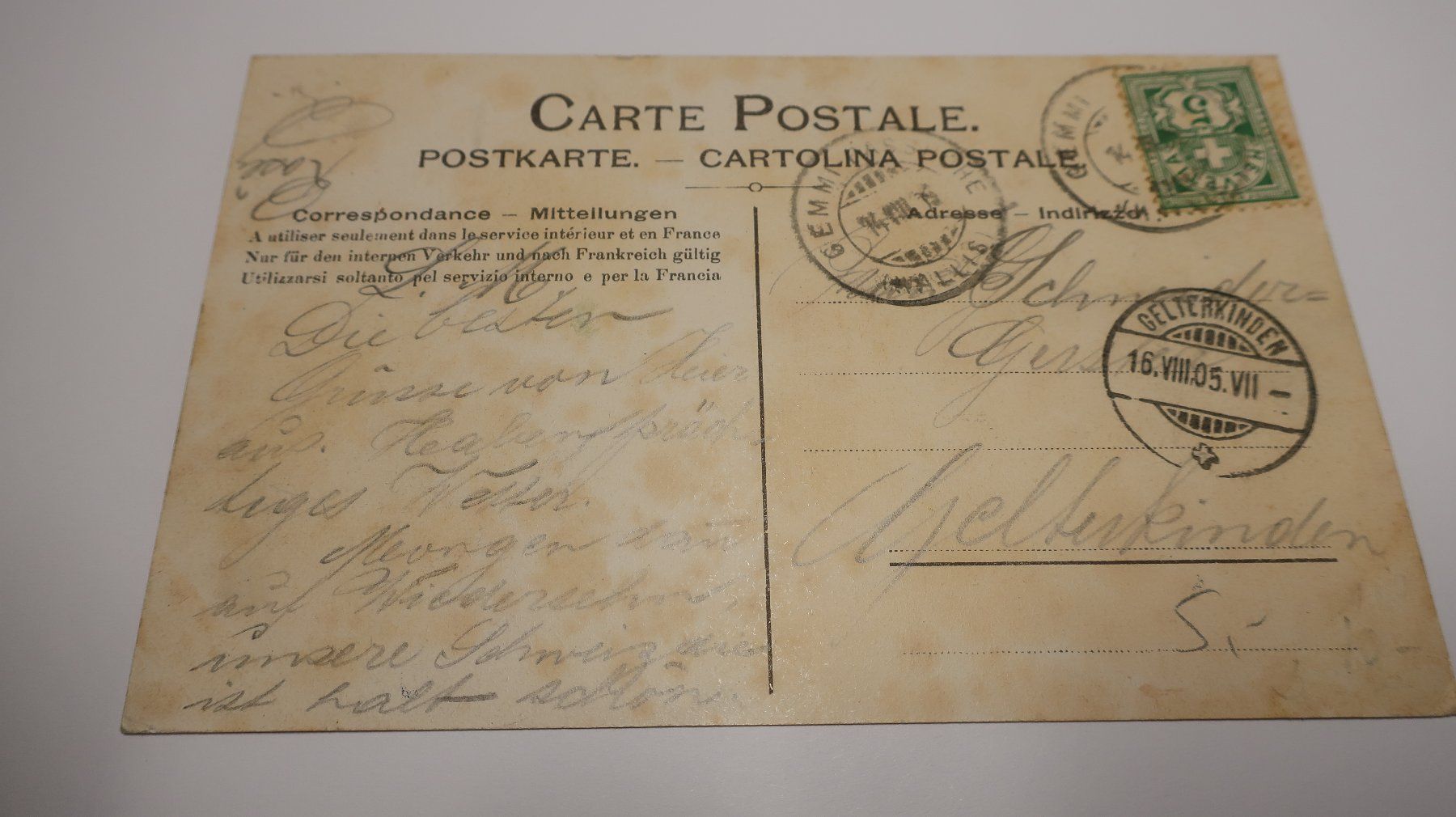 Ansichtskarten: Hôtel Wildstrubel ( Gemmi )  1905 – Gebraucht aus Cormoret von Pascalll2001 3