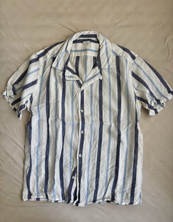 Kurzarmhemd gestreift (blau/weiss)