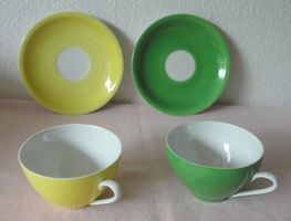 Vintage Tee-Tassen-Set VSK/USC  gelb/grün 60er