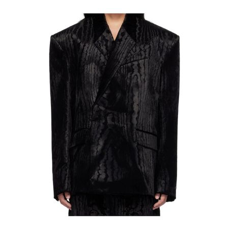 Mugler Black Moiré Velvet Blazer Men's