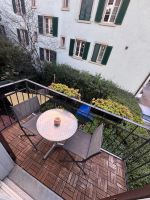 Balcony Table and 2 Chairs Set Metal Wood Floor Tiles