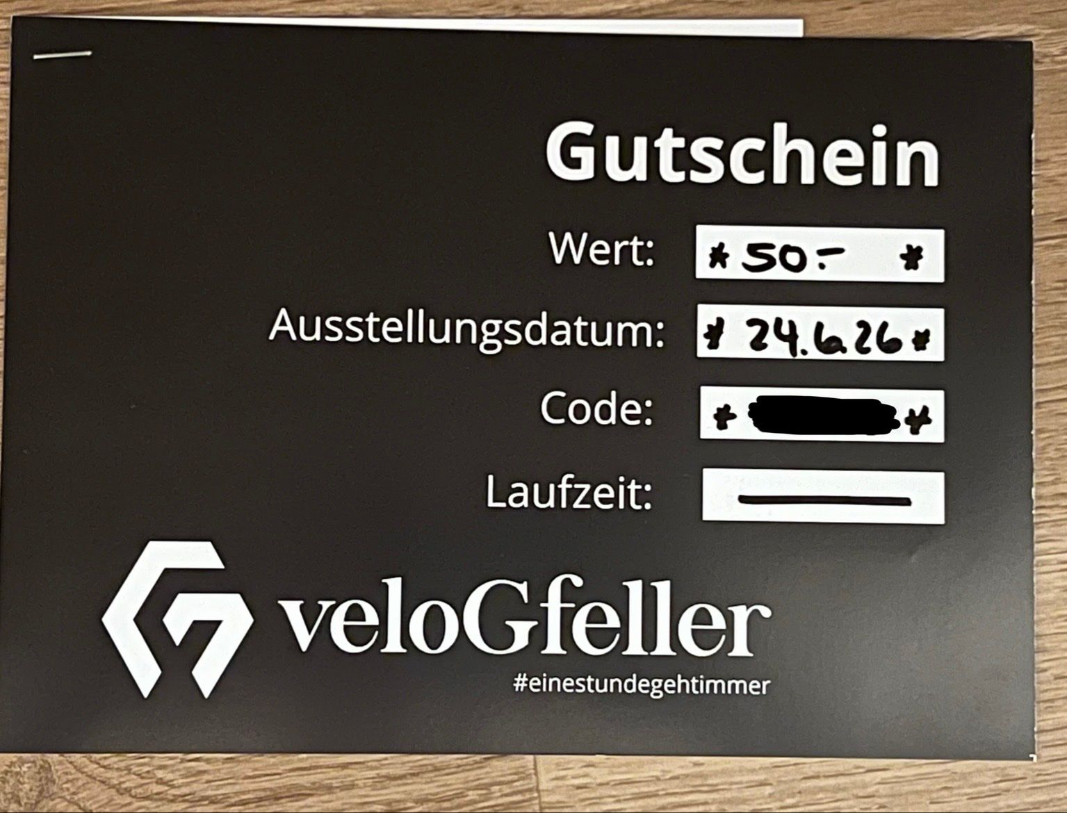 Gutscheine: Gutschein Velo Gfeller 50.- – Gebraucht aus Diessbach b. Büren von eli_1234