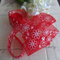 Band Organza Blumen Rot rouge fleur 4,5M ruban