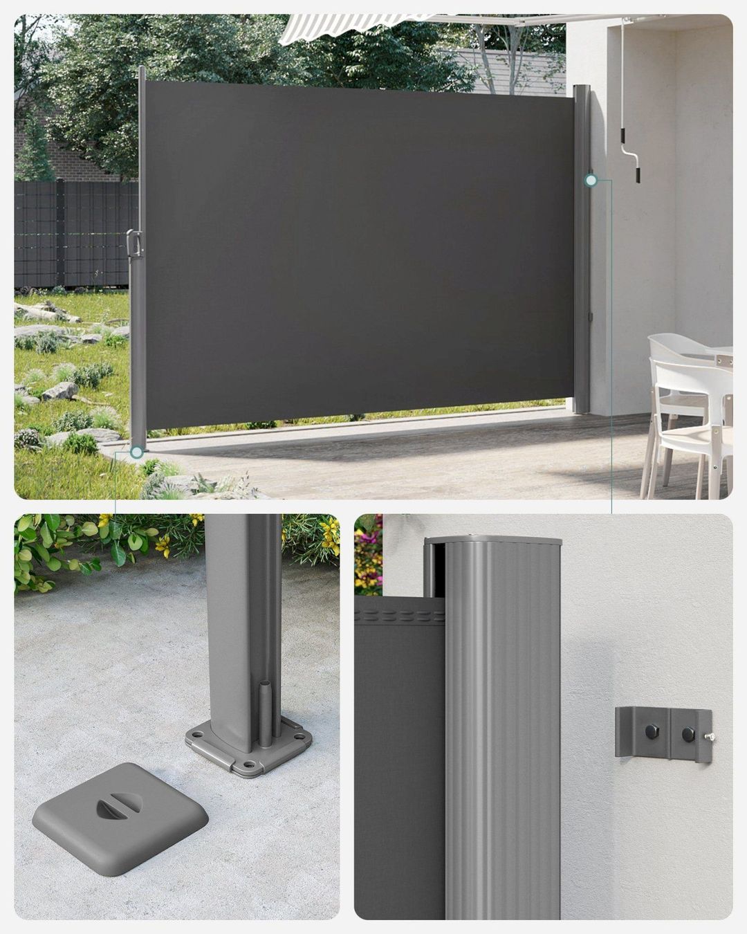 Paraventi: SONGMICS Seitenmarkise 300x180 anthrazit – Nuovo e nell'imballaggio originale da Bottighofen venduto da zaap 5