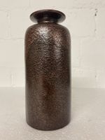 Rustikale Vintage Keramik Vase, Braun-Schwarz gesprenkelt
