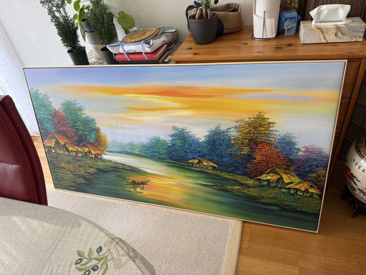 Gemälde: Acryl auf Leinwand Gemälde 161cm X 82cm mit Holzrahmen – Gebraucht aus Bern von Wil.Wayne