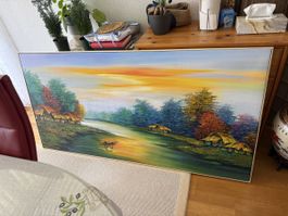 Acryl auf Leinwand Gemälde 161cm X 82cm mit Holzrahmen