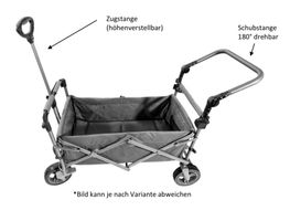 Bollerwagen mit Teleskopschubstange - Rot Farbe - Neu