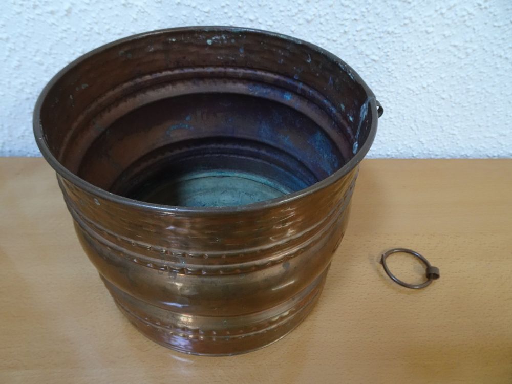 Cache-pot En Cuivre Forme Chaudron – Style Ancien, Un Peu Oxydé, Pas De Bosse