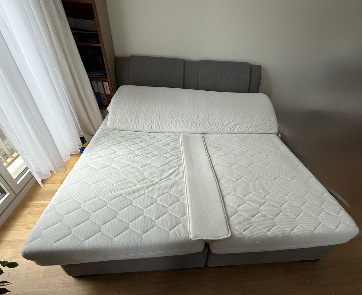 Letti: Sehr bequemes Boxspringbett, grau, 180x200cm – Usato da Luzern venduto da iMarimari 1
