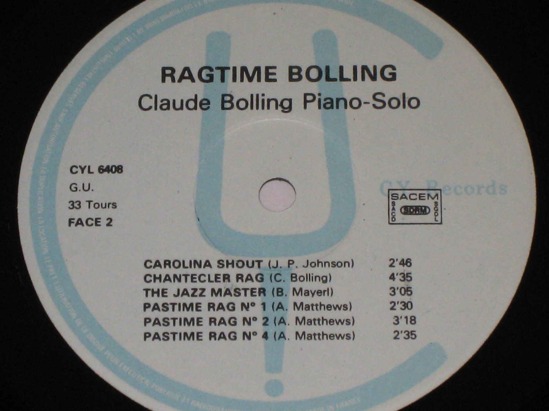 Dischi in vinile: LP - CLAUDE BOLLING - RAGTIME BOLLING – Usato da Steckborn venduto da Quo7 2