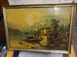 Landschaftsbild mit Goldrahmen 70x52 cm gebraucht