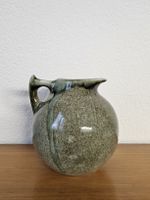 Vintage 90s Vase aus grünem Steingut rund
