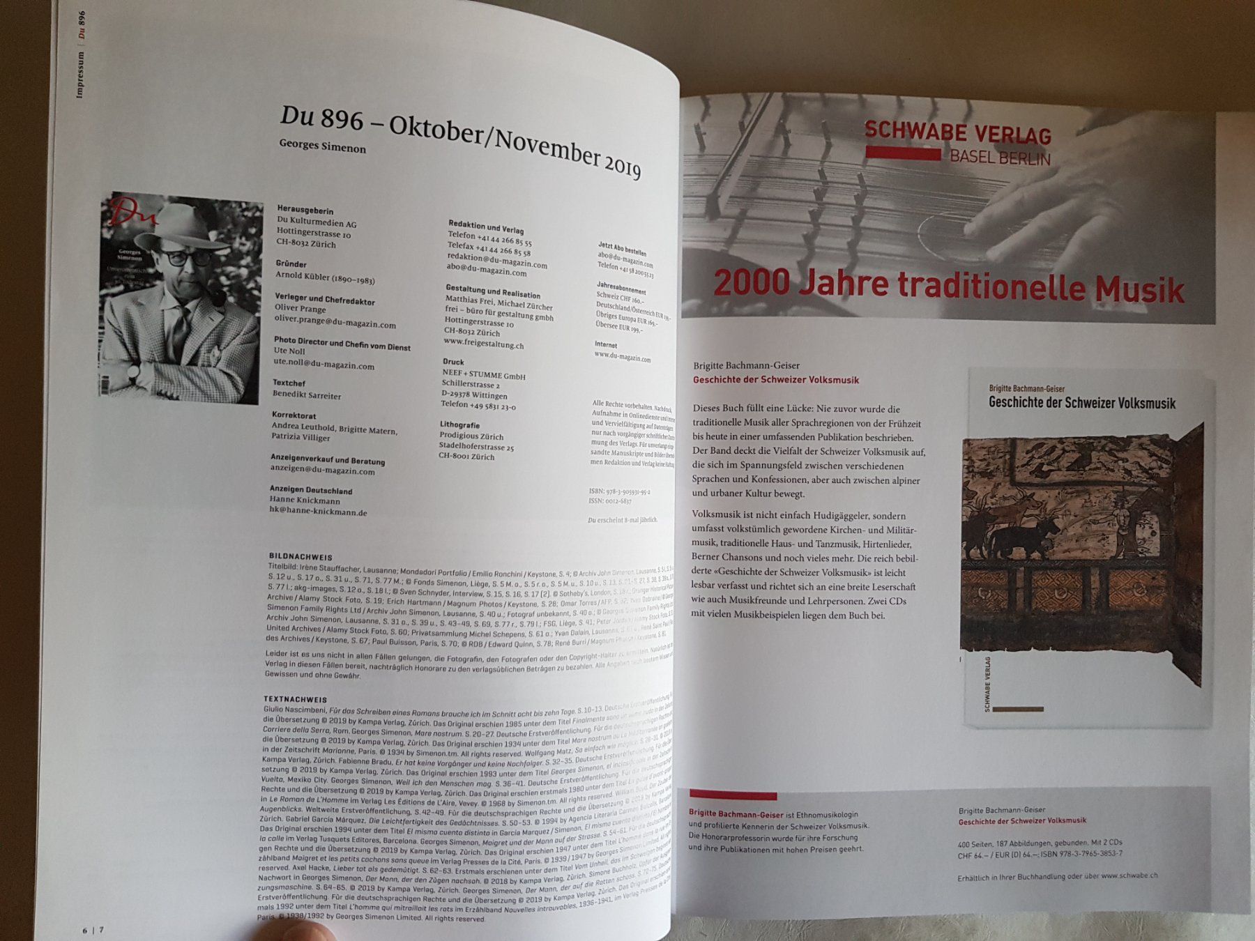 Riviste & Magazine: Zeitschrift DU - Georges Simeon - 2019 – Nuovo (secondo la descrizione) da Walterswil BE venduto da Lonitti 3