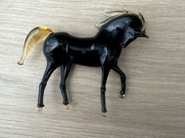 ORIGINAL MURANO-GLAS Pferd in schwarz inkl. Stempelung